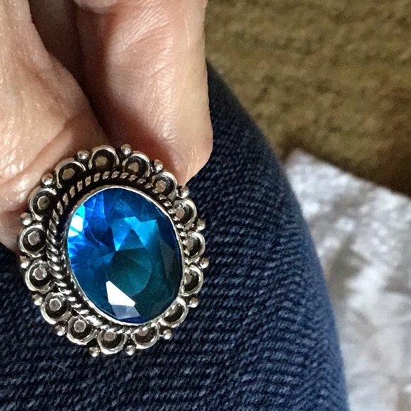 925 Sterling Silver Jewelry - 1.  London BlueTopaz 925 Sterling Silver stamped   Gorgeous Size 7 Mint